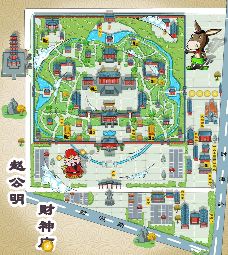 潍坊寺庙类手绘地图